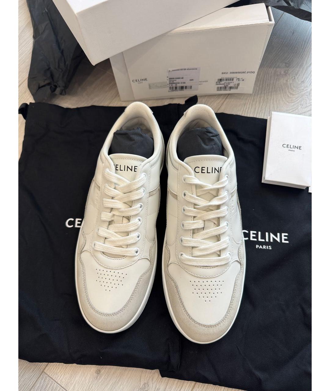 CELINE Белые кожаные кеды, фото 3