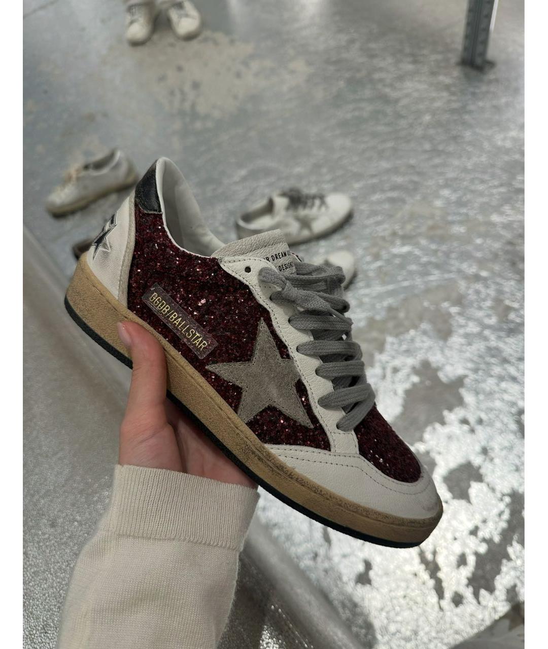GOLDEN GOOSE DELUXE BRAND Бордовые кожаные кеды, фото 4