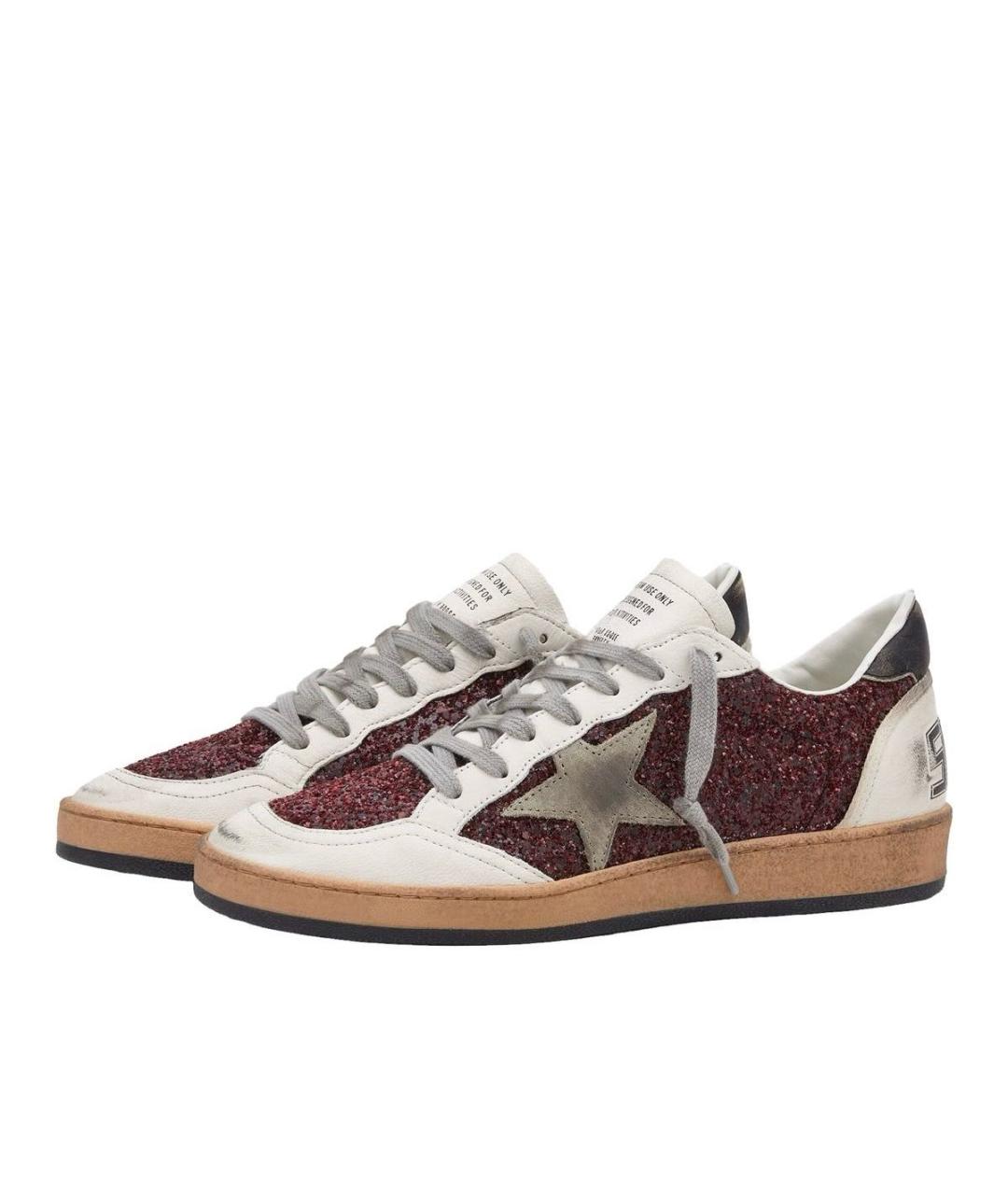 GOLDEN GOOSE DELUXE BRAND Бордовые кожаные кеды, фото 2