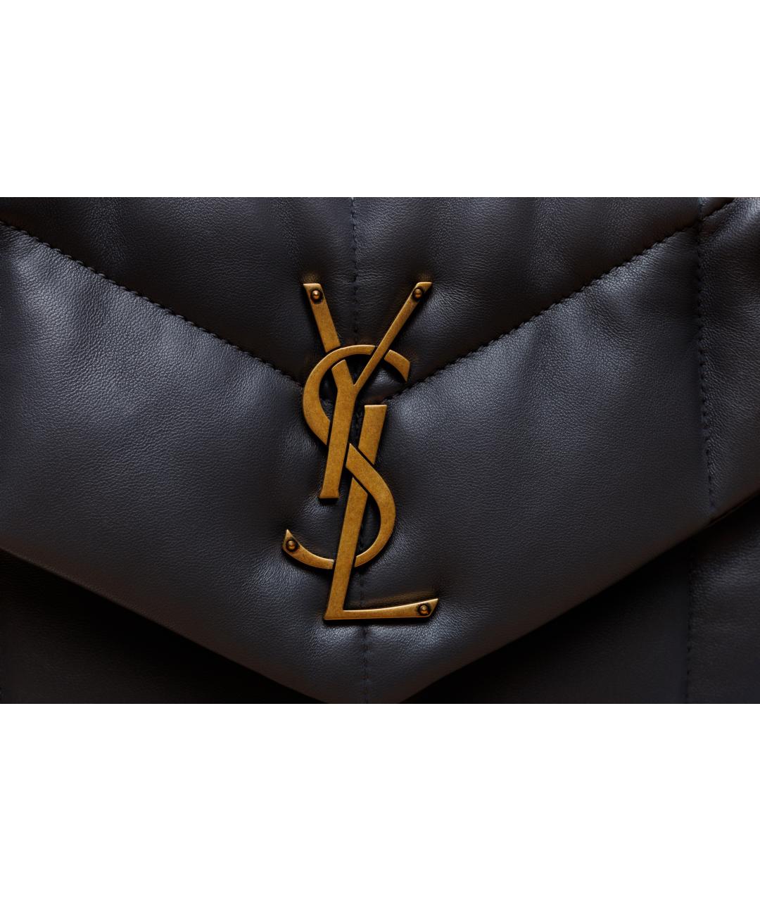 SAINT LAURENT Антрацитовая кожаная сумка через плечо, фото 9