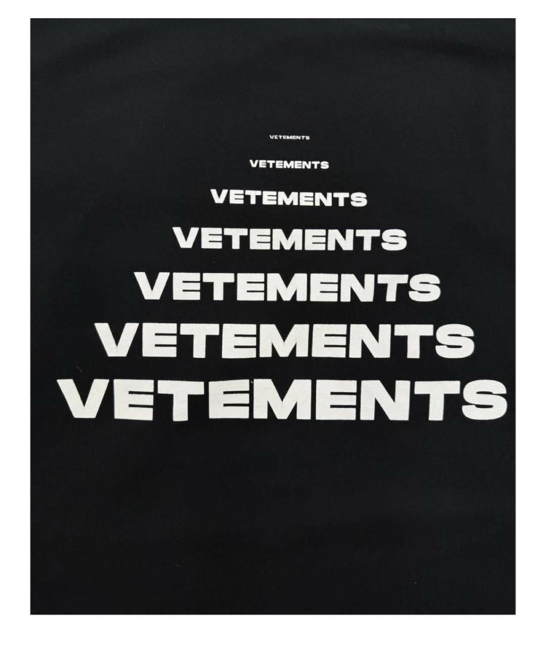 VETEMENTS Черная хлопковая футболка, фото 6