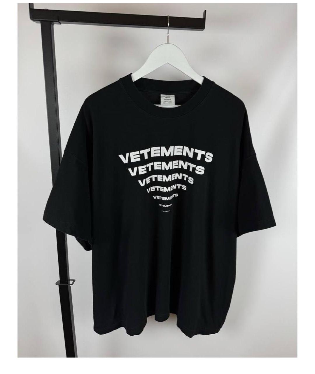 VETEMENTS Черная хлопковая футболка, фото 2