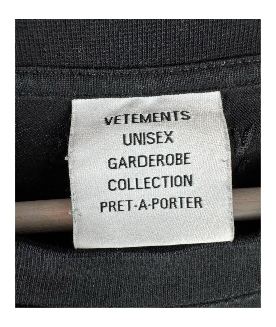 VETEMENTS Черная хлопковая футболка, фото 4