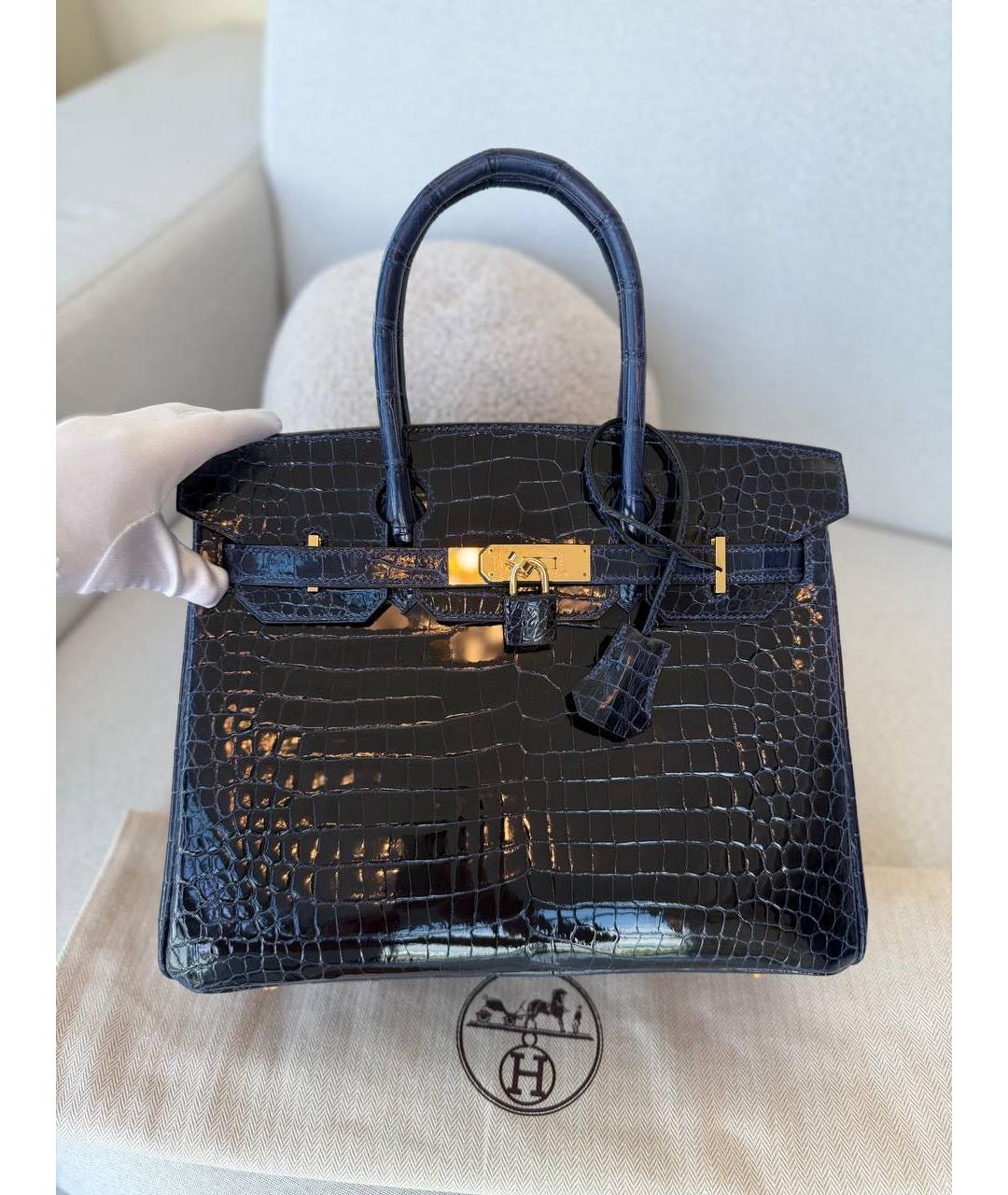 HERMES Черная кожаная сумка с короткими ручками, фото 8