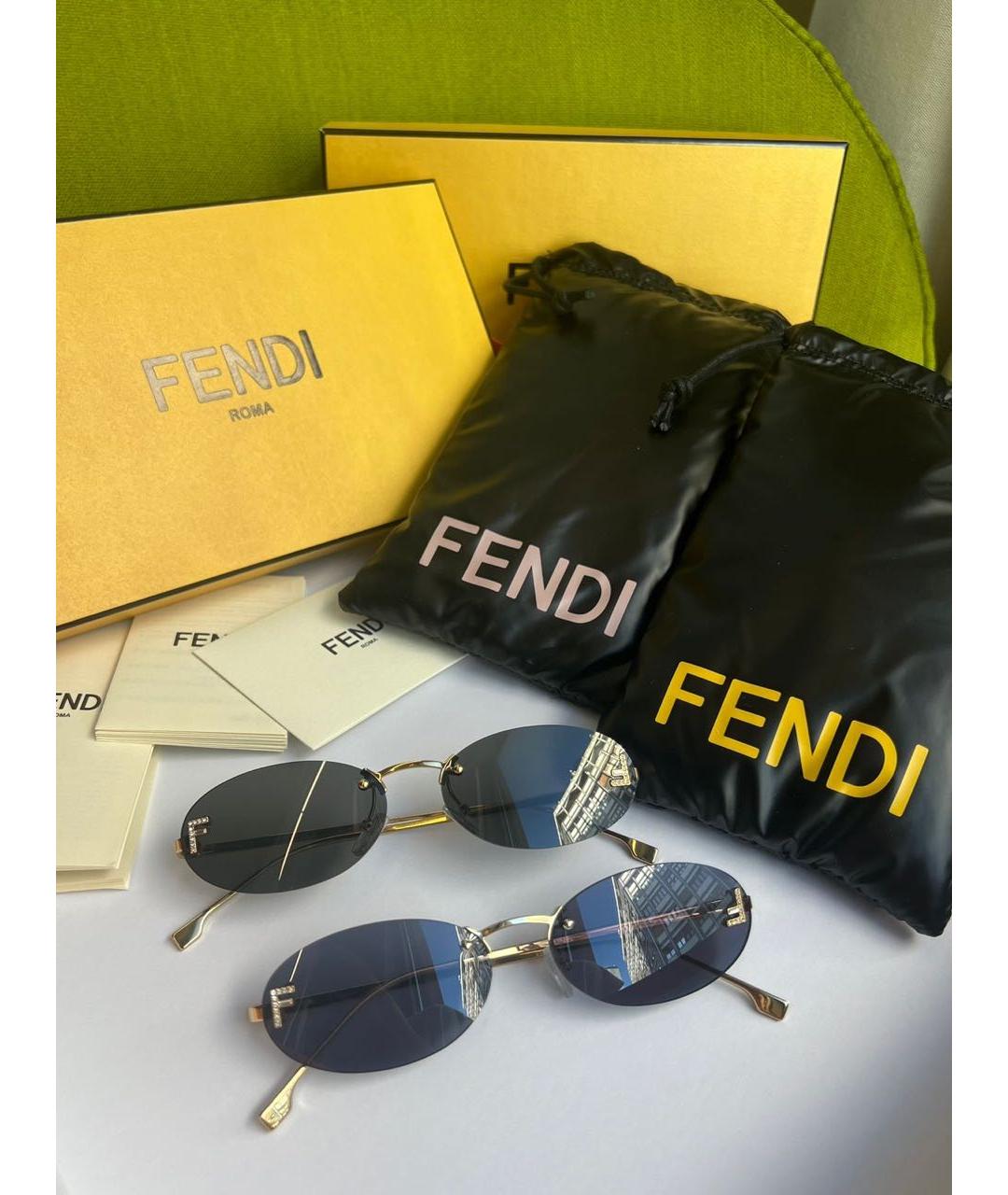 FENDI Металлические солнцезащитные очки, фото 3