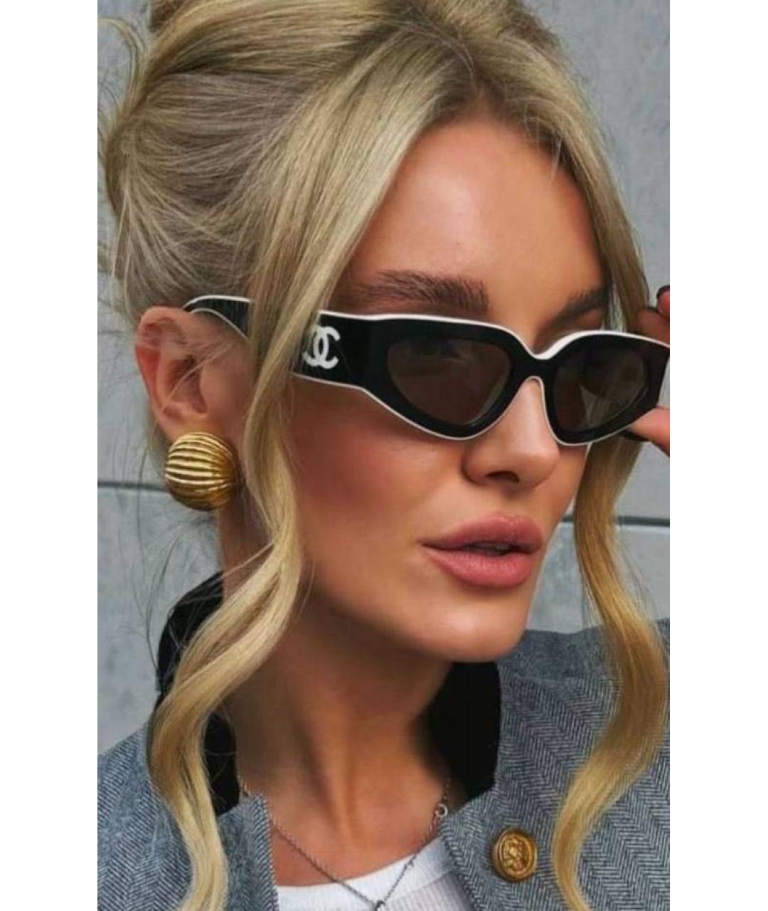 CHANEL Черные пластиковые солнцезащитные очки, фото 4