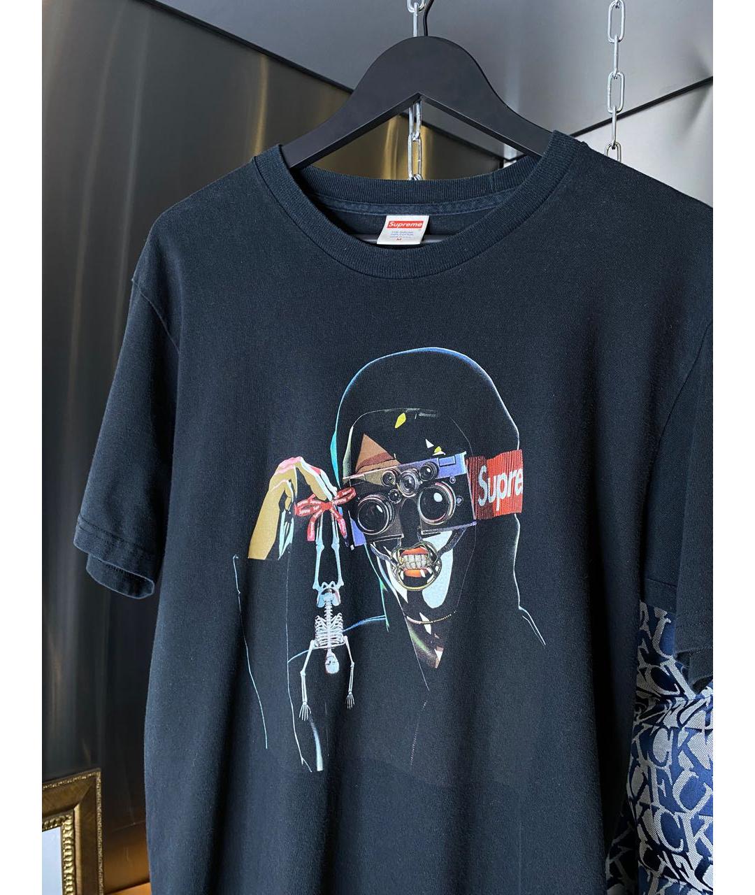 SUPREME Черная хлопковая футболка, фото 3