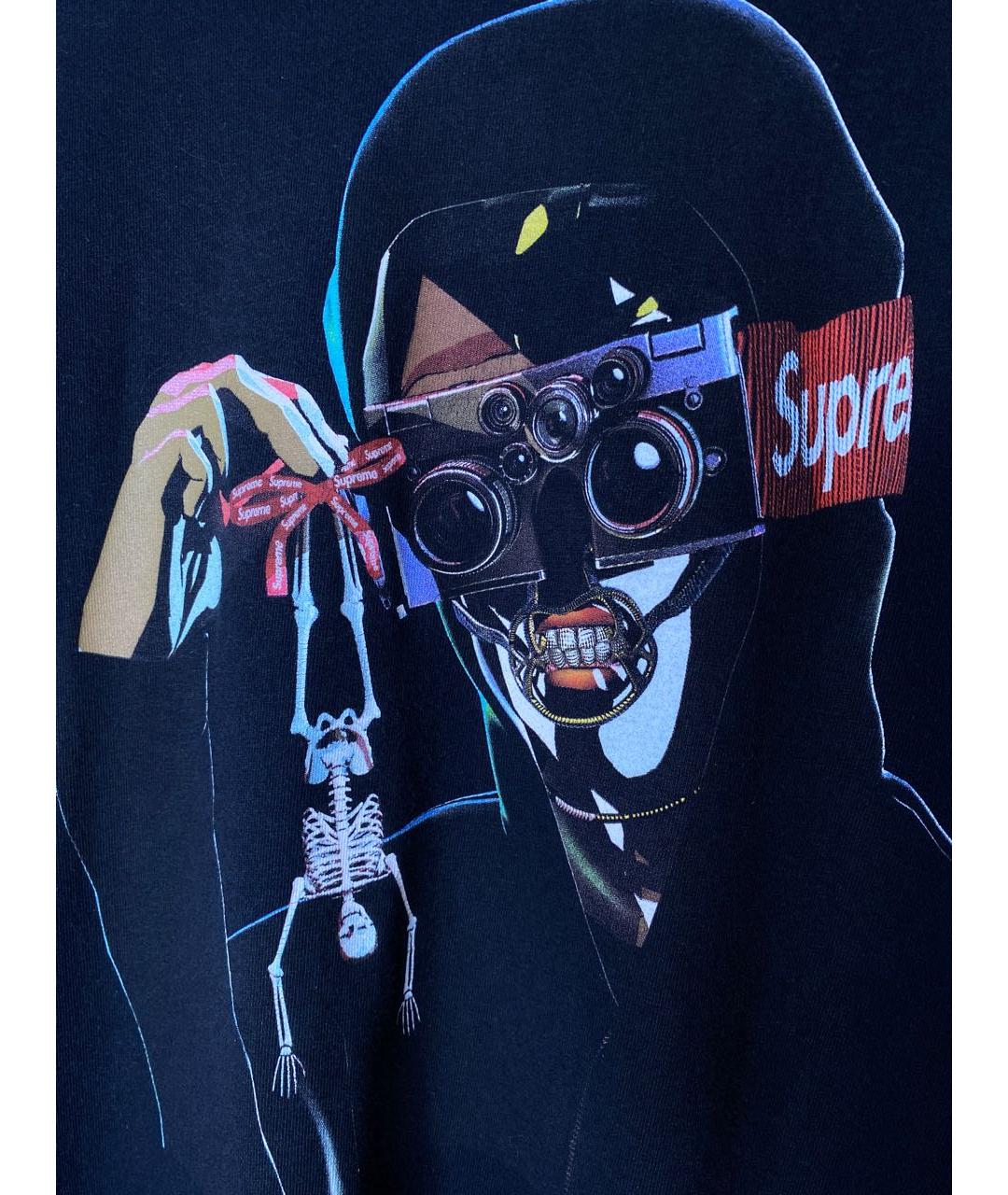 SUPREME Черная хлопковая футболка, фото 4