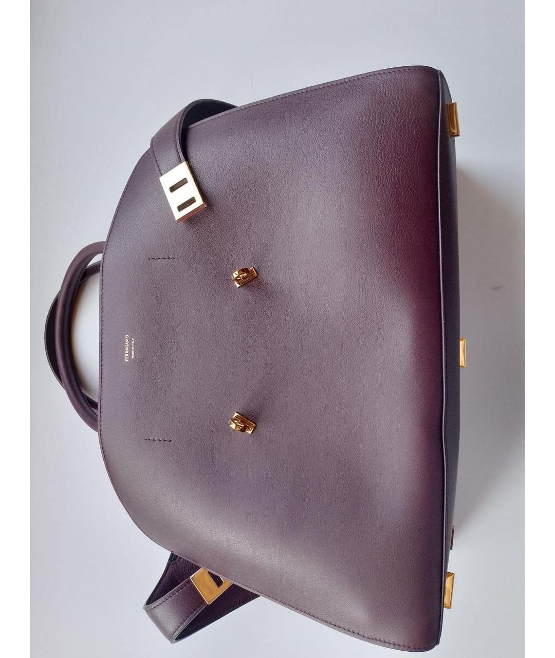 FERRAGAMO Бордовая кожаная сумка тоут, фото 7