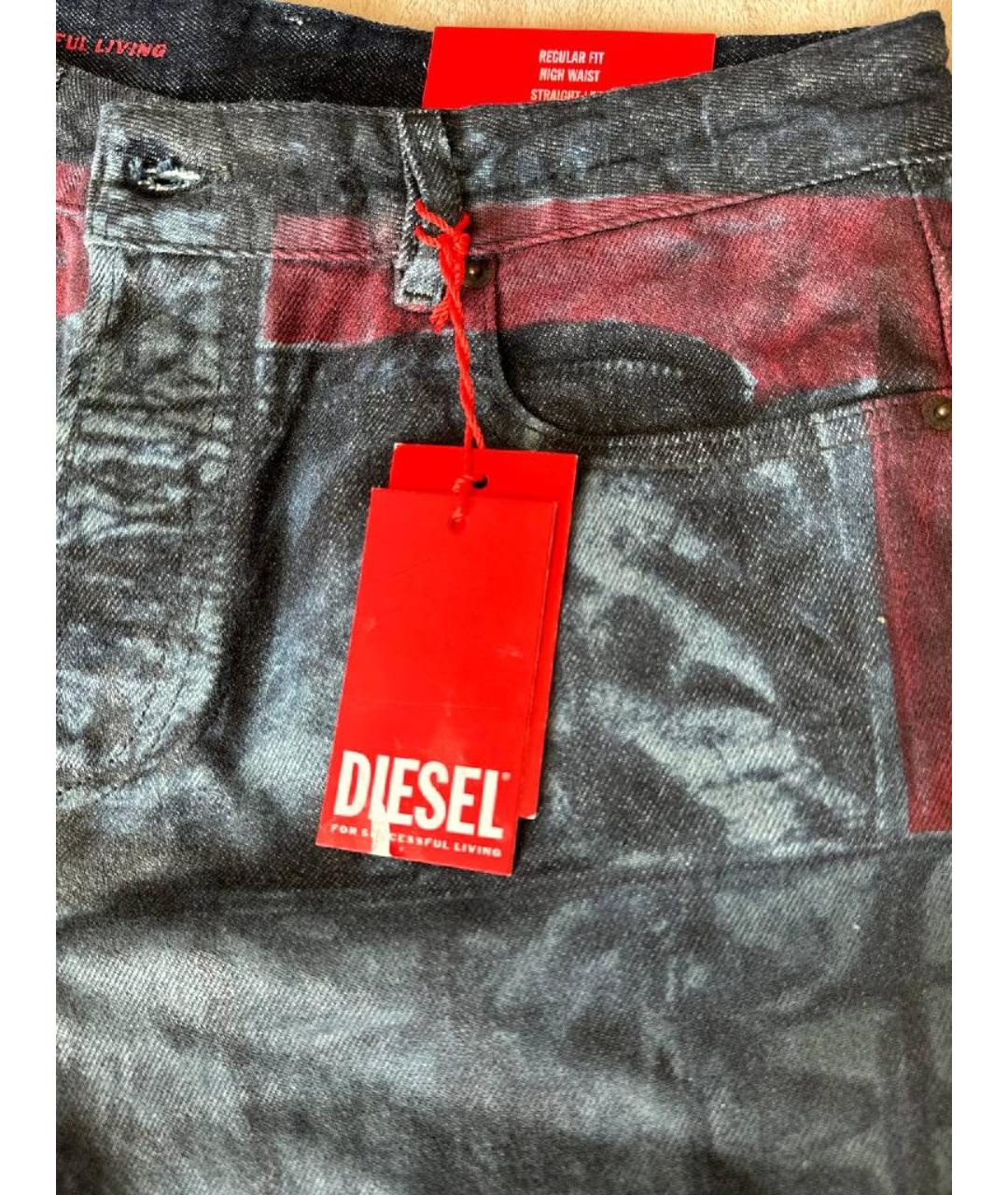 DIESEL Темно-синие хлопковые прямые джинсы, фото 4