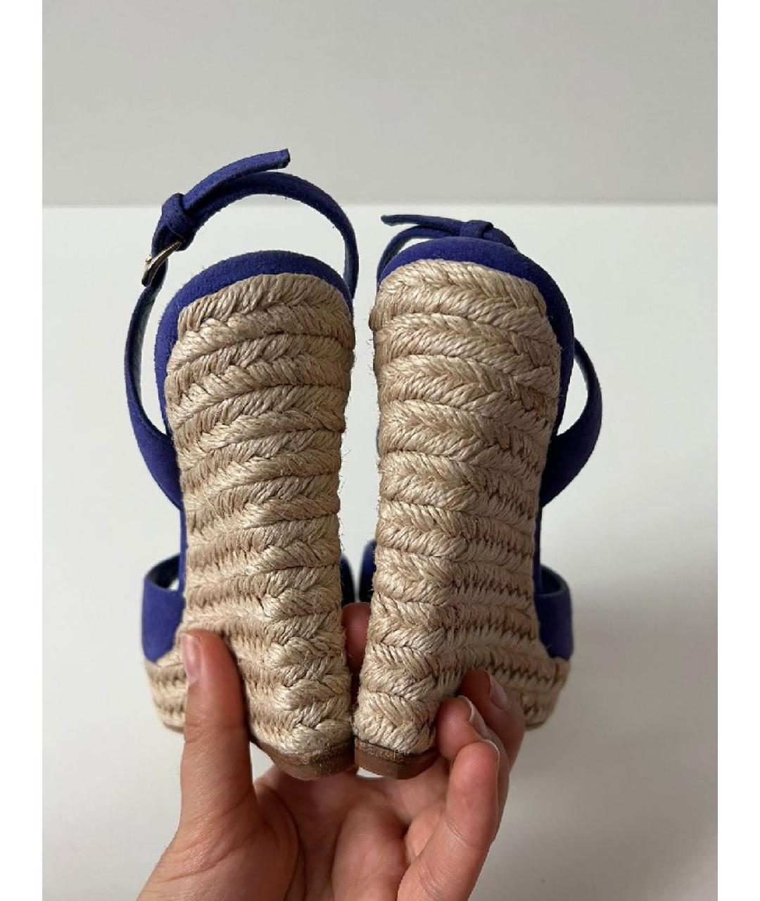 CHRISTIAN DIOR Синие кожаные босоножки, фото 4