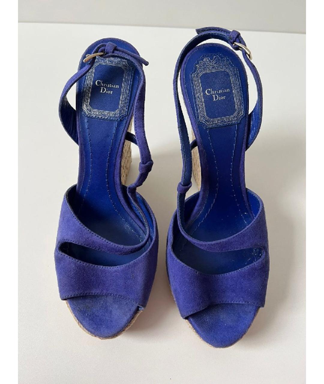 CHRISTIAN DIOR Синие кожаные босоножки, фото 7