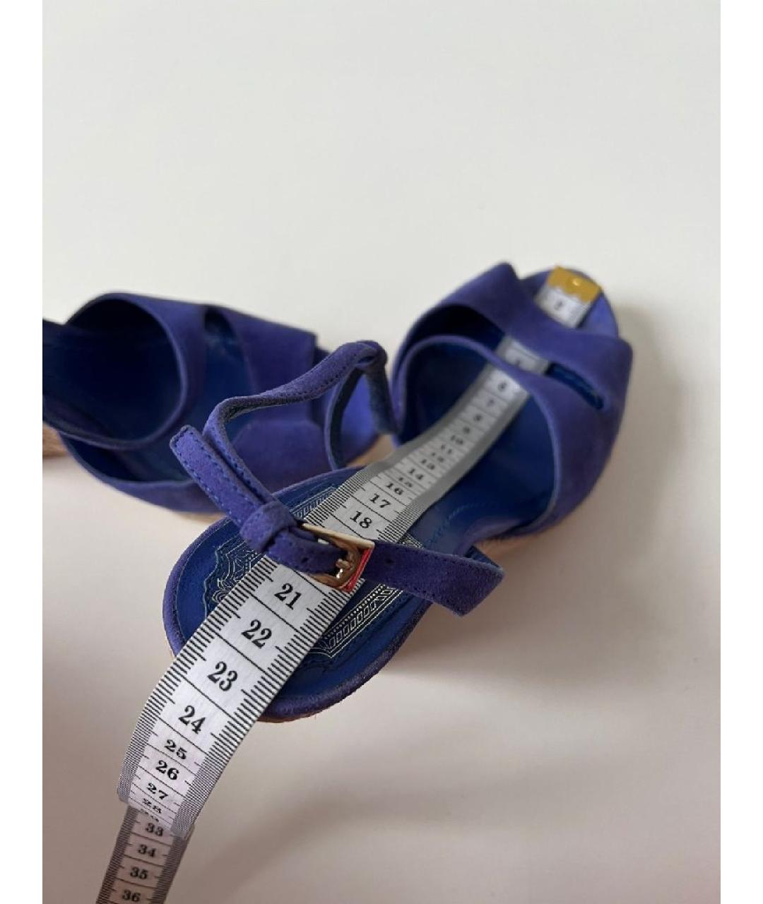 CHRISTIAN DIOR Синие кожаные босоножки, фото 6