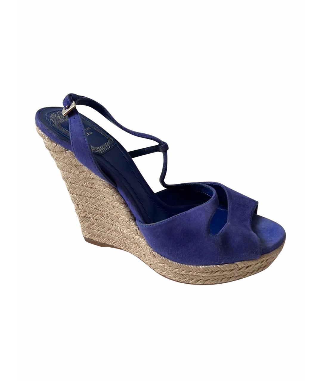 CHRISTIAN DIOR Синие кожаные босоножки, фото 1