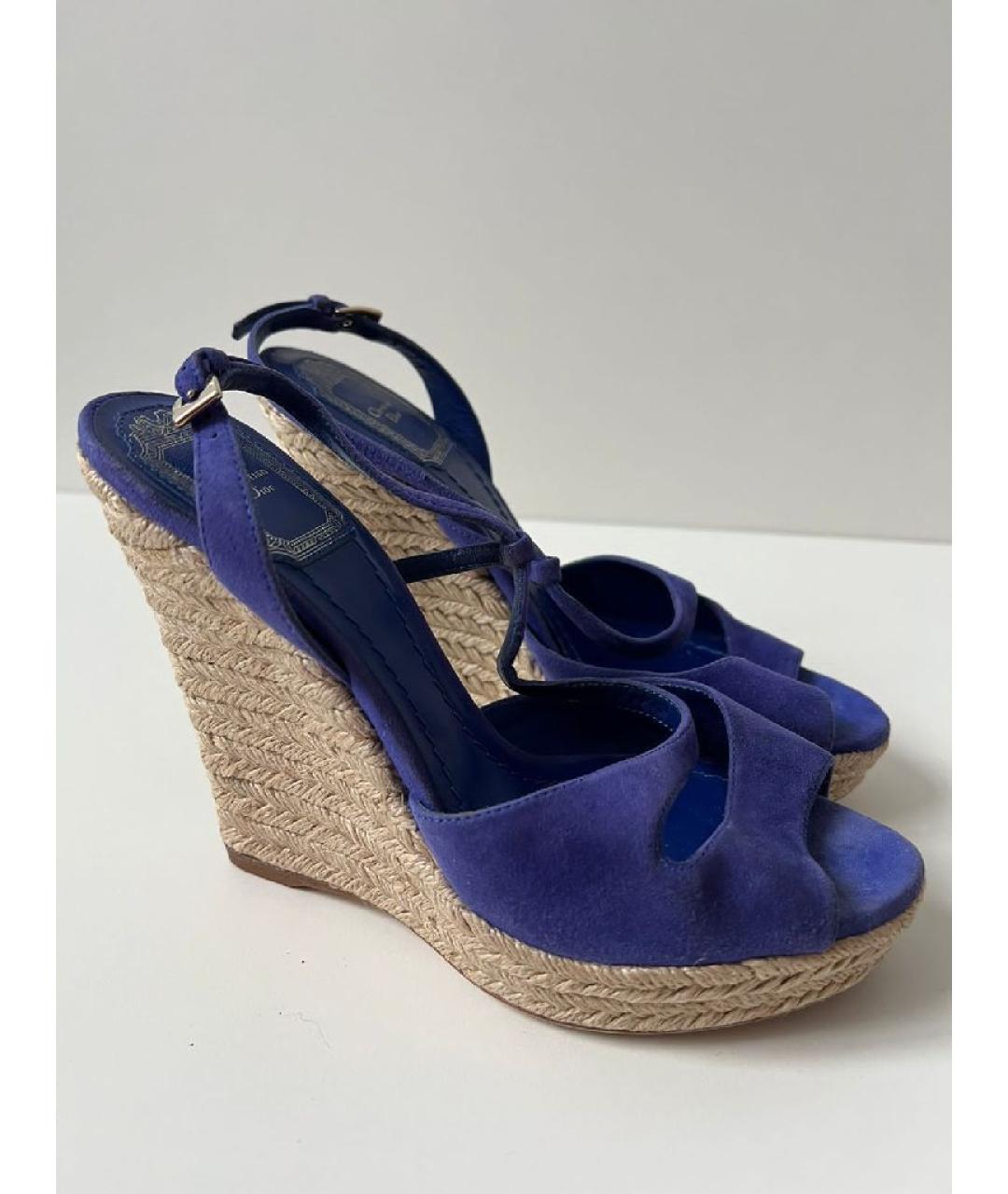 CHRISTIAN DIOR Синие кожаные босоножки, фото 10