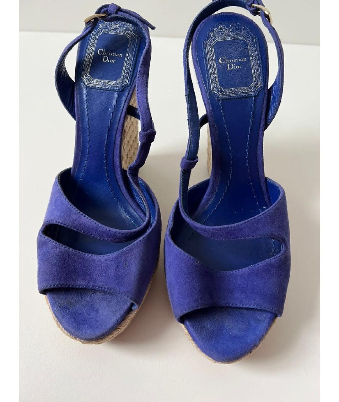 CHRISTIAN DIOR Синие кожаные босоножки, фото 3