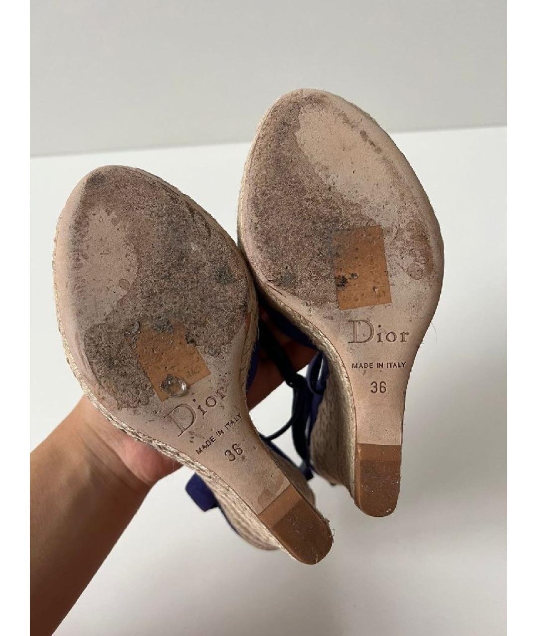 CHRISTIAN DIOR Синие кожаные босоножки, фото 5