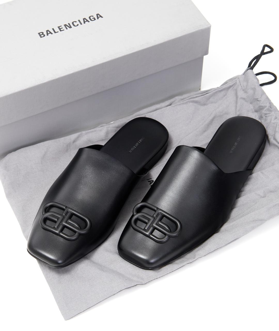 BALENCIAGA Черные кожаные мюли, фото 6