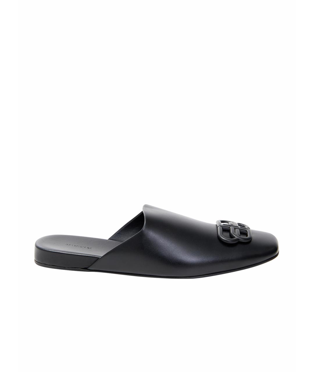 BALENCIAGA Черные кожаные мюли, фото 1