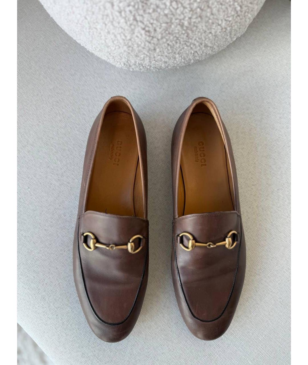 GUCCI Коричневые кожаные лоферы, фото 2