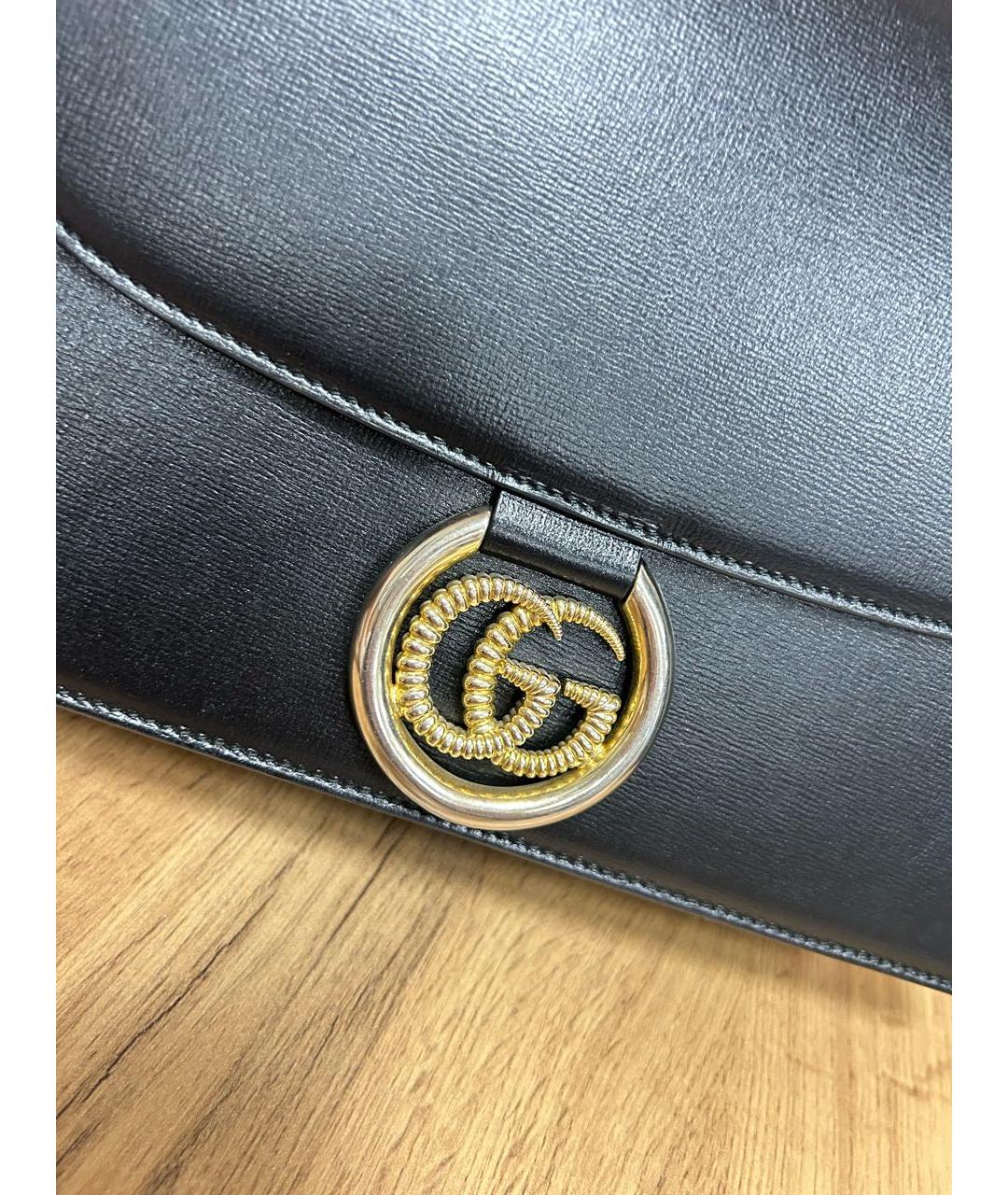 GUCCI Черная кожаная сумка через плечо, фото 3