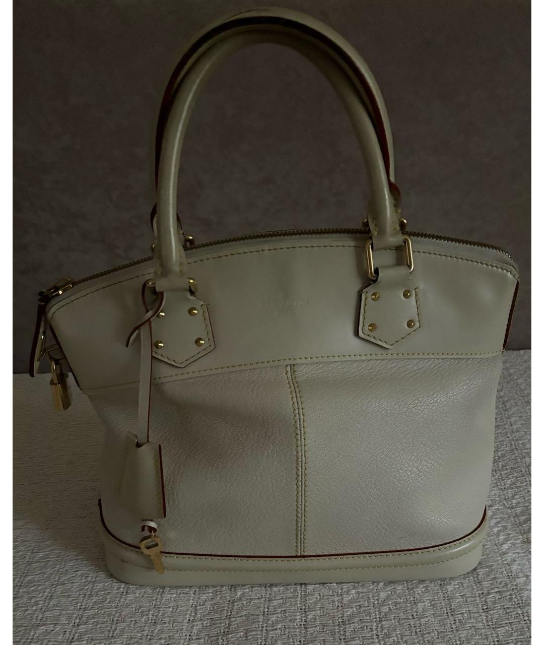 LOUIS VUITTON Белая кожаная сумка с короткими ручками, фото 9