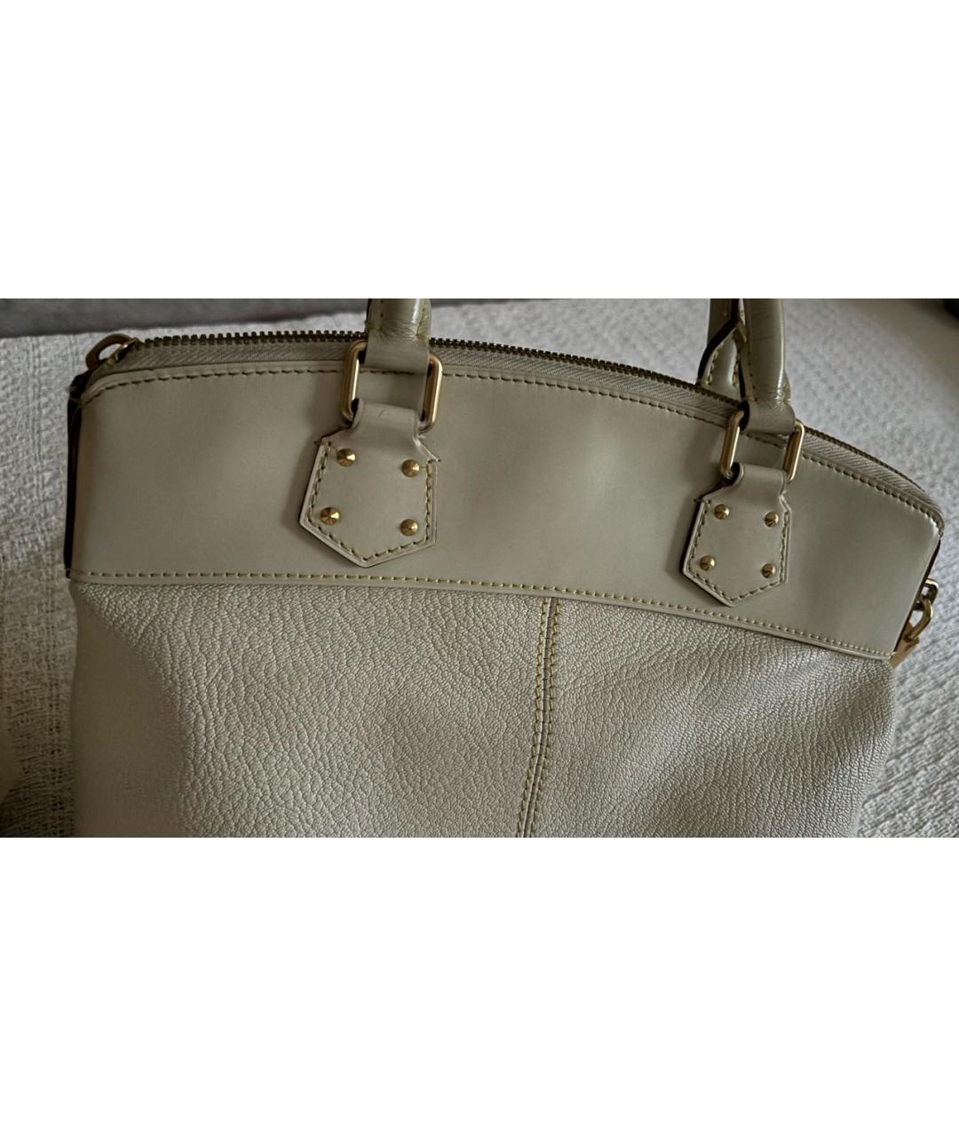 LOUIS VUITTON Белая кожаная сумка с короткими ручками, фото 5