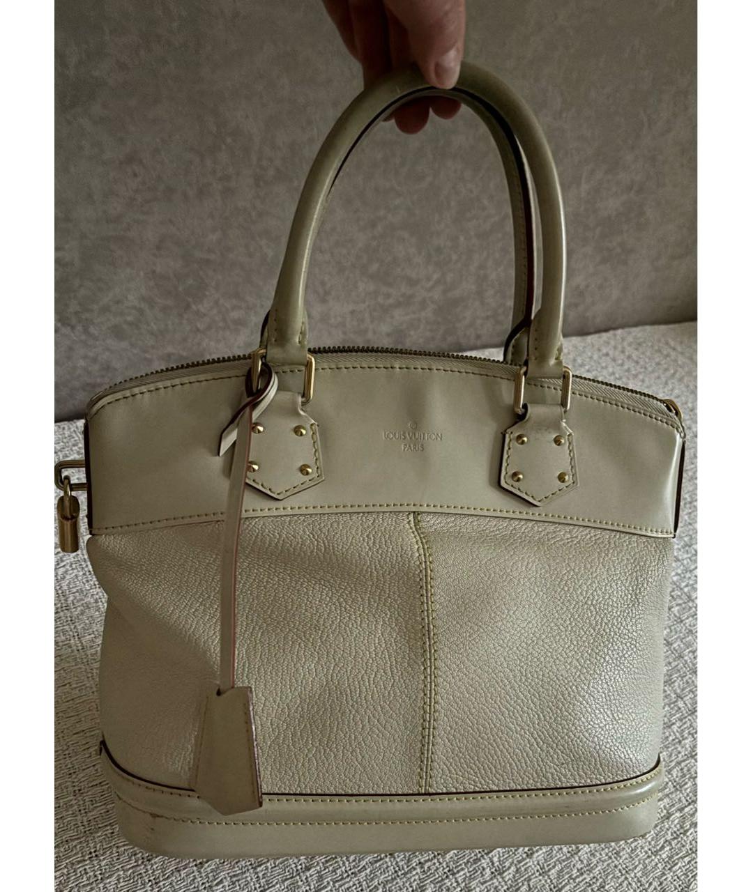 LOUIS VUITTON Белая кожаная сумка с короткими ручками, фото 2