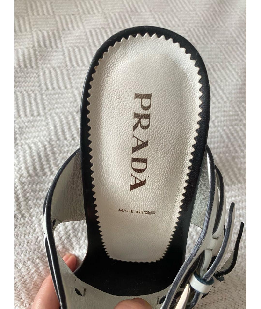 PRADA Белые кожаные босоножки, фото 8
