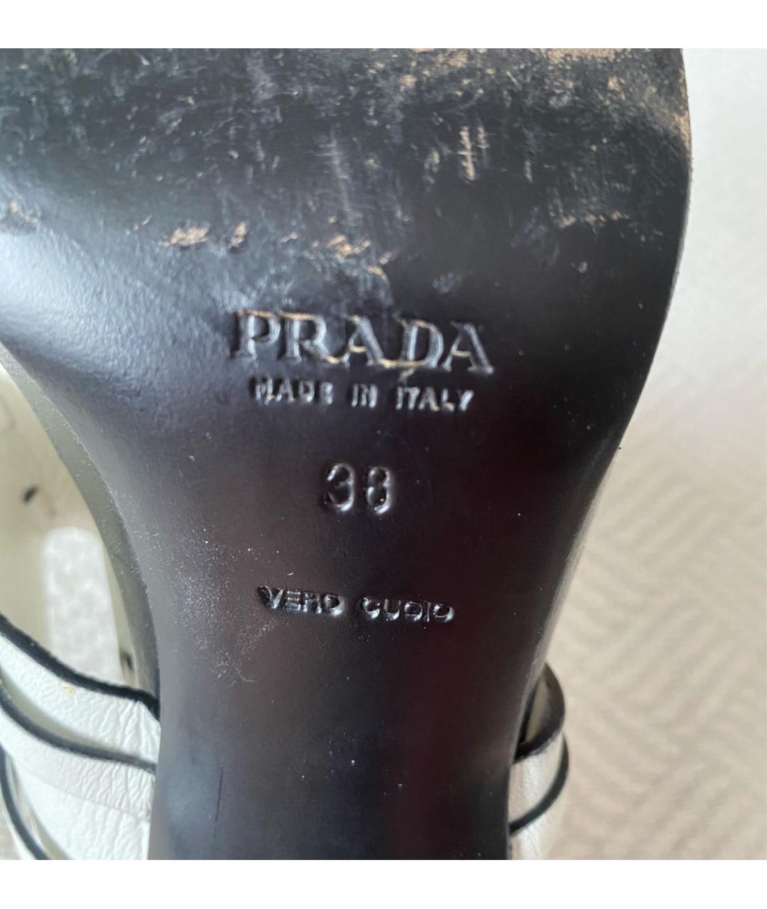 PRADA Белые кожаные босоножки, фото 7
