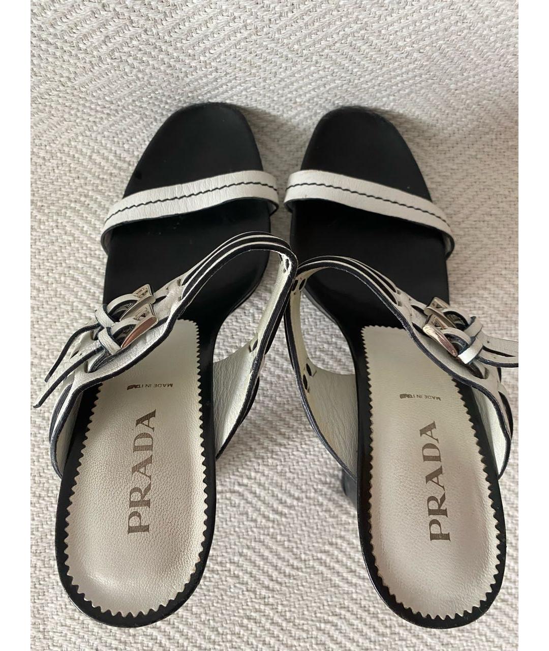 PRADA Белые кожаные босоножки, фото 3