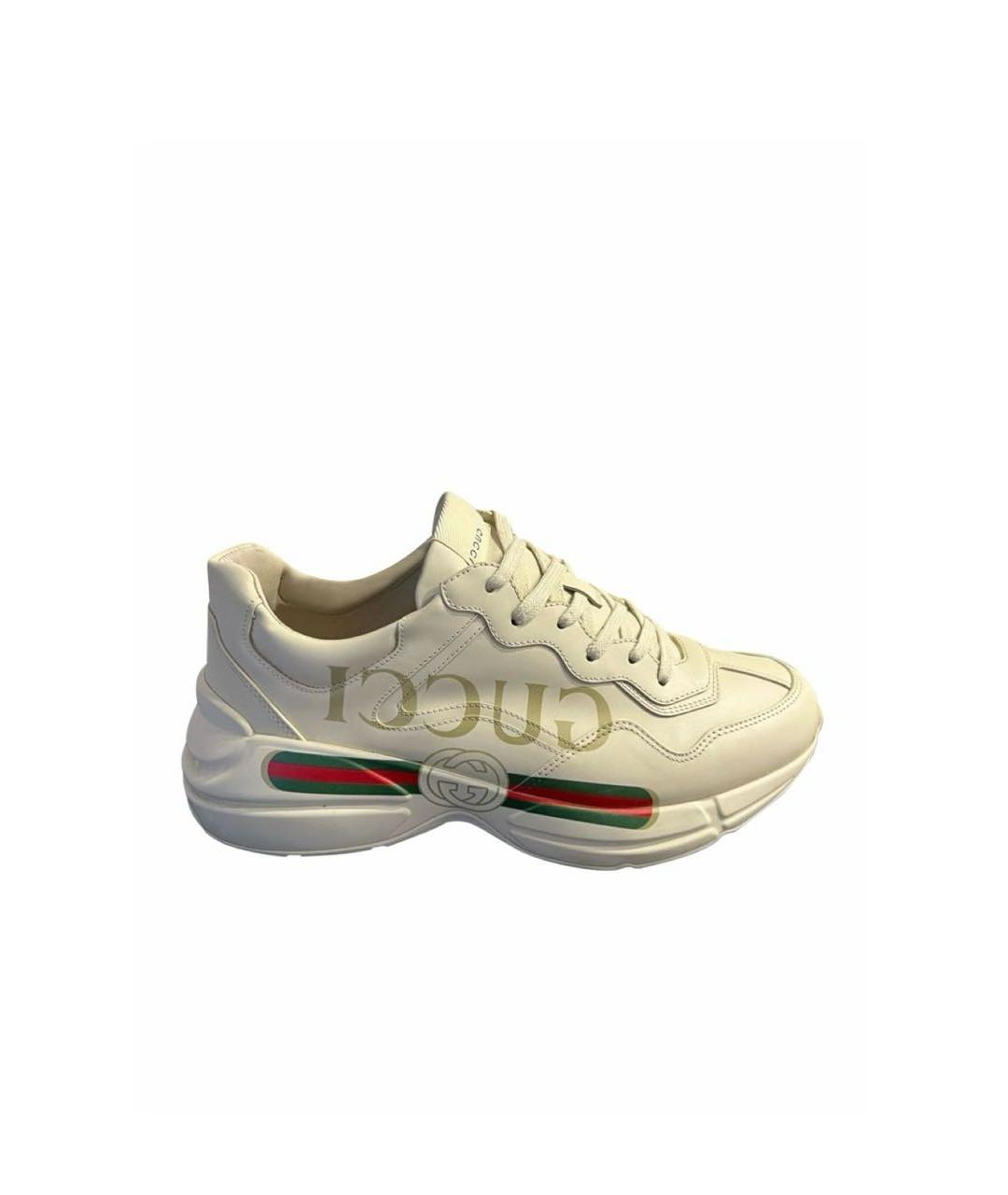 GUCCI Бежевые кожаные низкие кроссовки / кеды, фото 1