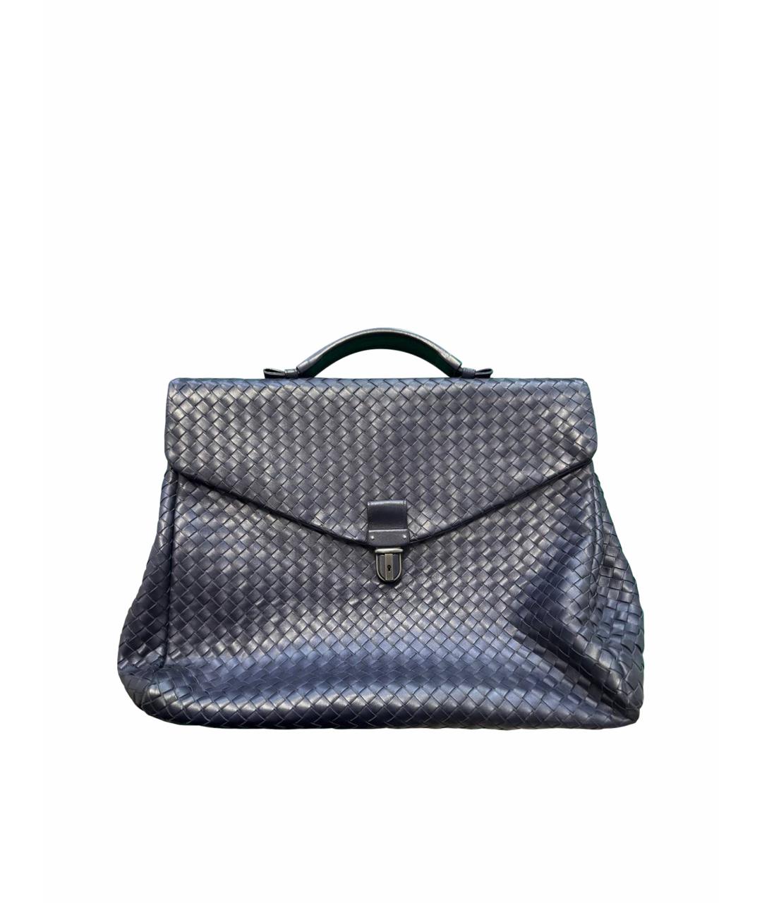 BOTTEGA VENETA Черный кожаный портфель, фото 1