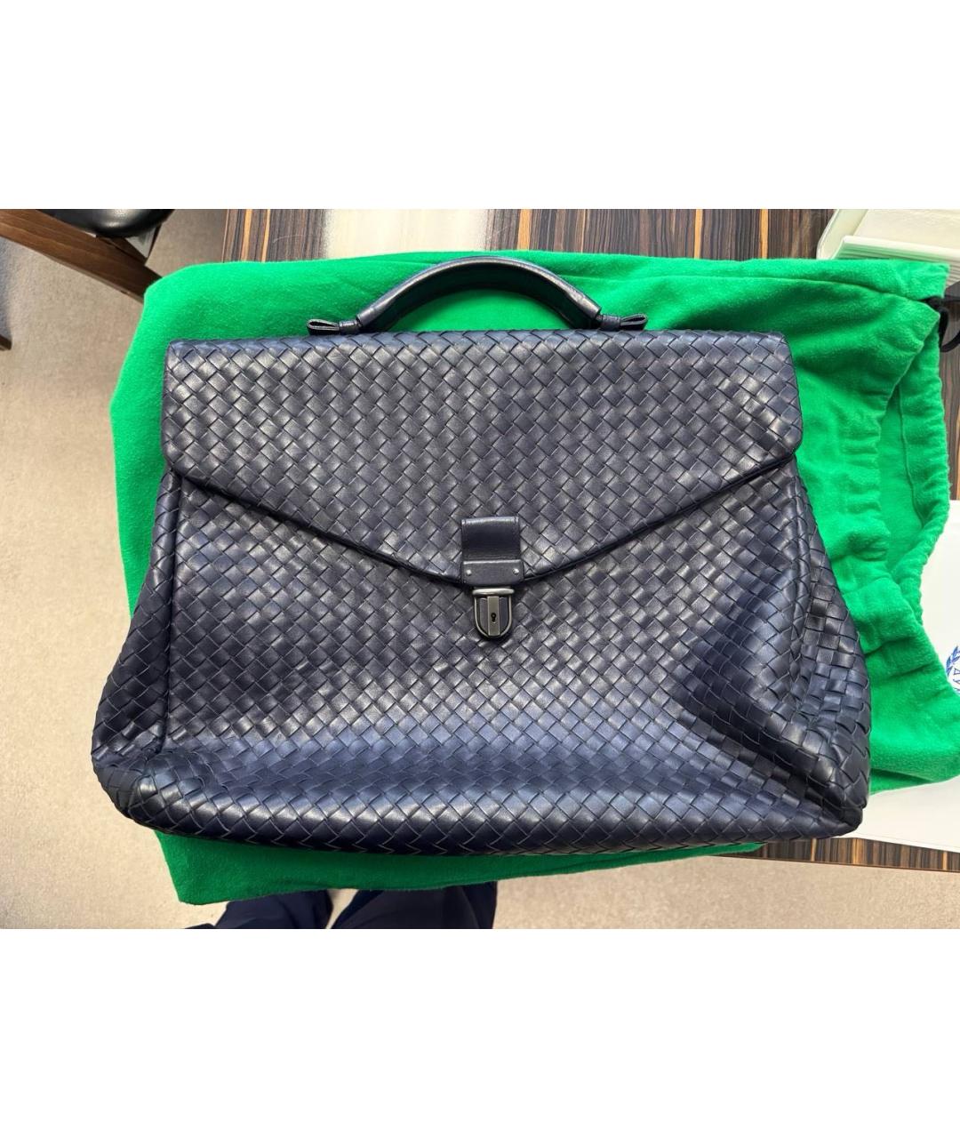 BOTTEGA VENETA Черный кожаный портфель, фото 5