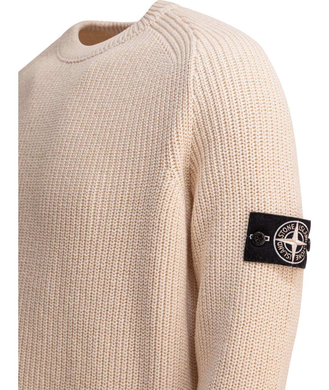 STONE ISLAND Бежевый хлопковый джемпер / свитер, фото 4