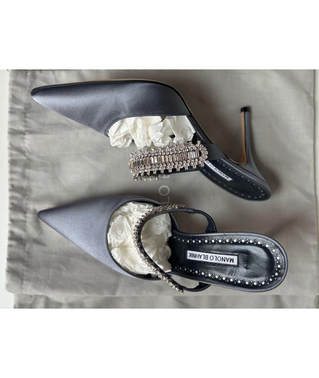 MANOLO BLAHNIK Серые текстильные туфли, фото 5
