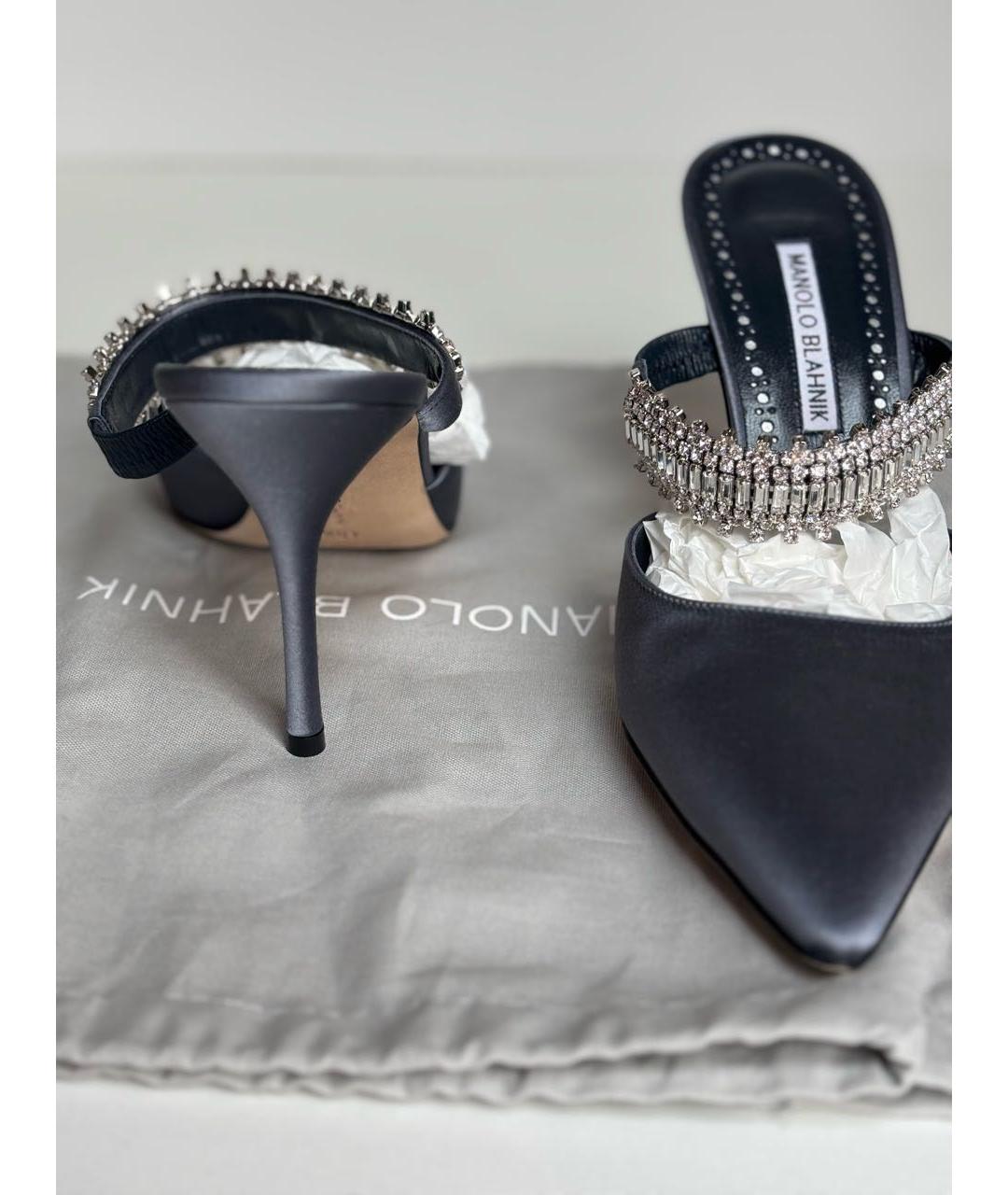 MANOLO BLAHNIK Серые текстильные туфли, фото 2
