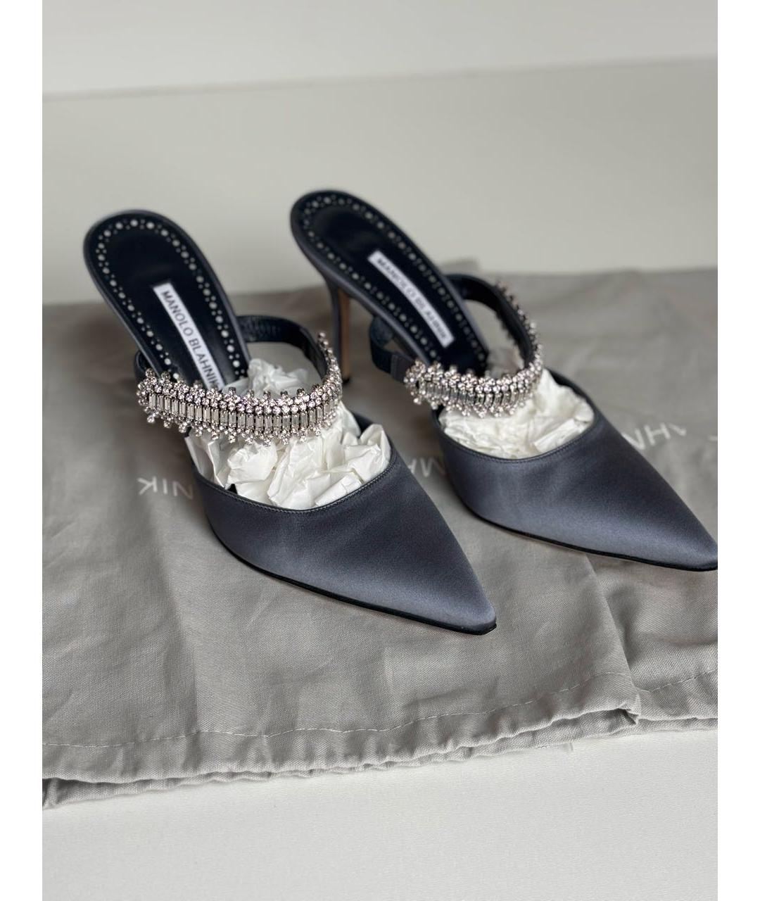 MANOLO BLAHNIK Серые текстильные туфли, фото 4