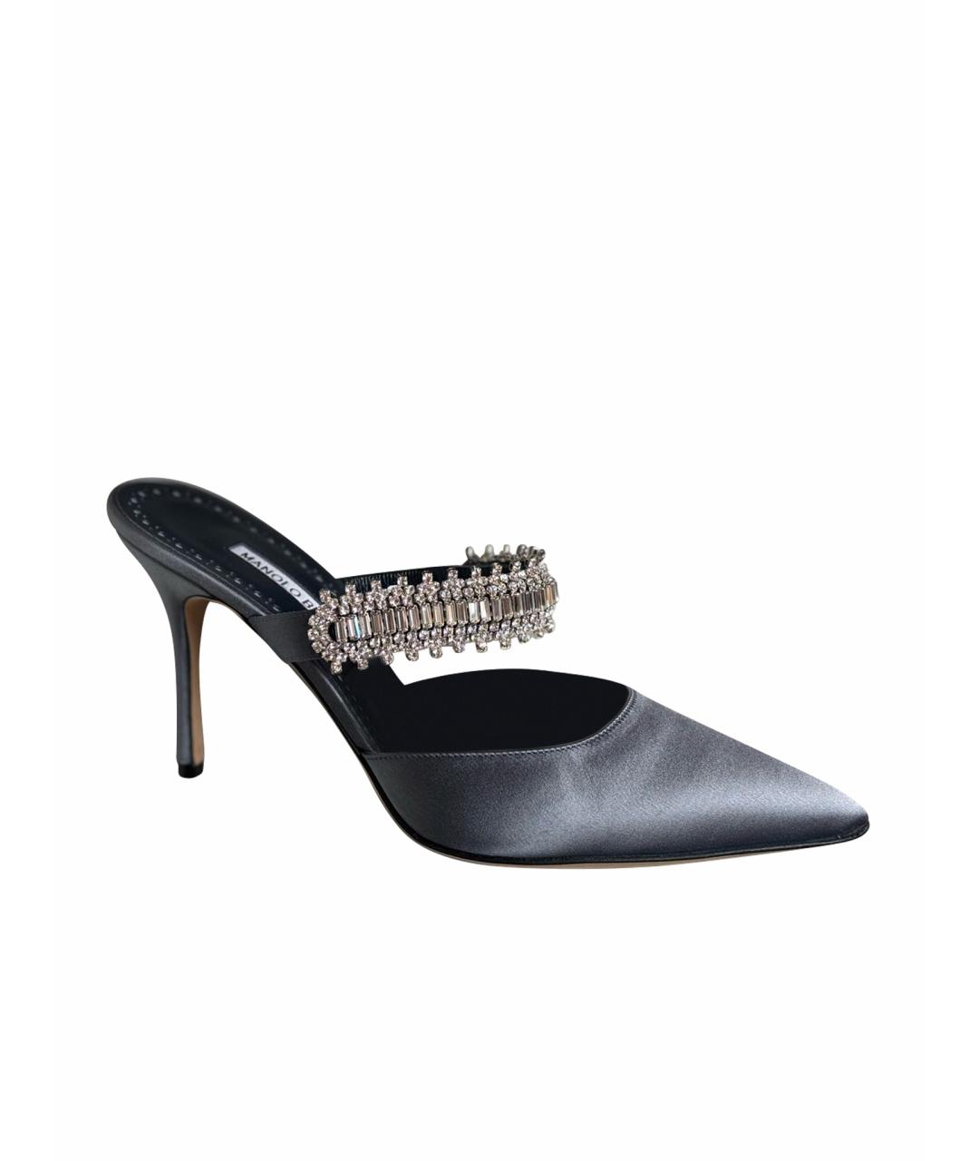 MANOLO BLAHNIK Серые текстильные туфли, фото 1