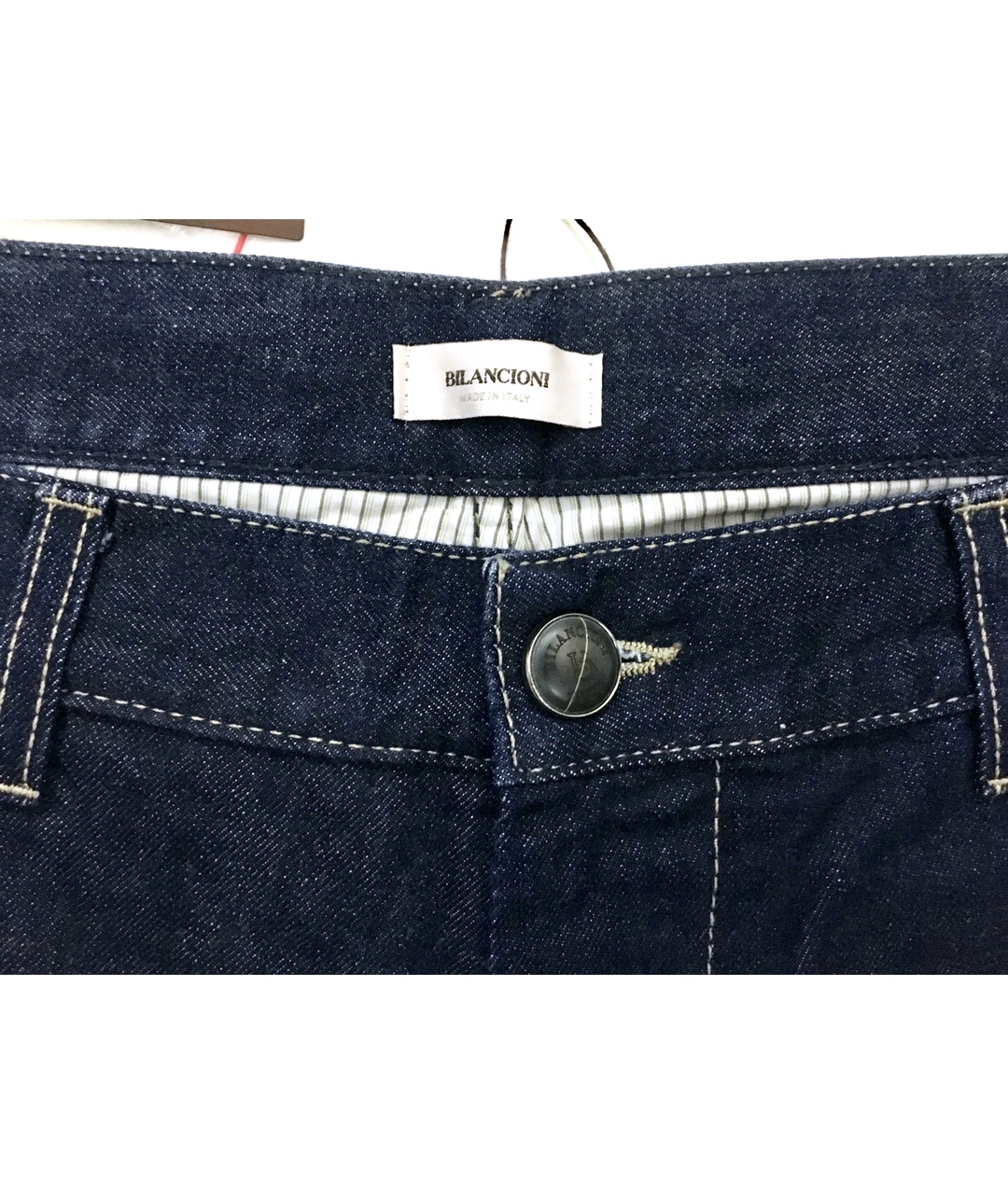 BILANCIONI Темно-синие хлопковые прямые джинсы, фото 7
