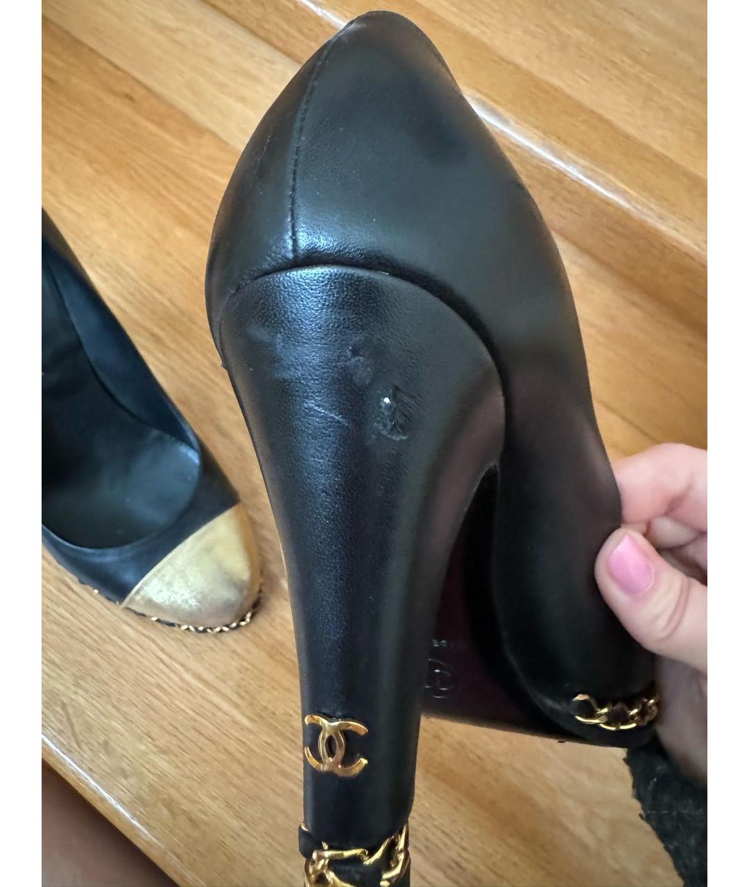 CHANEL Черные кожаные туфли, фото 5