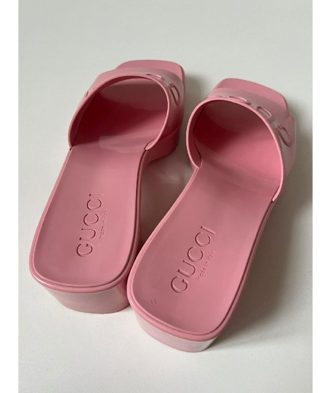 GUCCI Розовые текстильные шлепанцы, фото 3