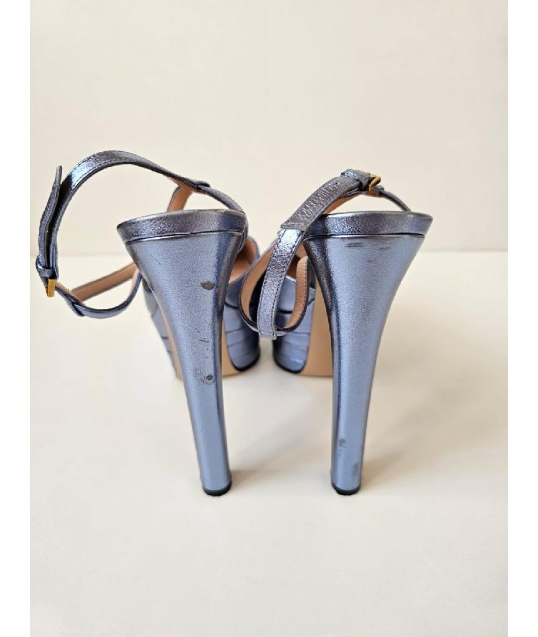 GUCCI Голубые кожаные босоножки, фото 4