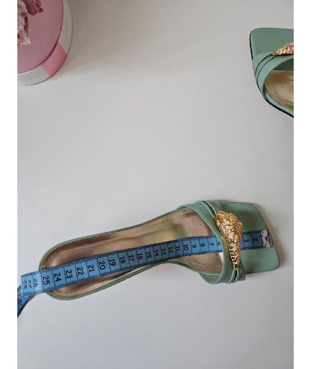 GUCCI Голубые лодочки на низком каблуке из искусственной кожи, фото 6