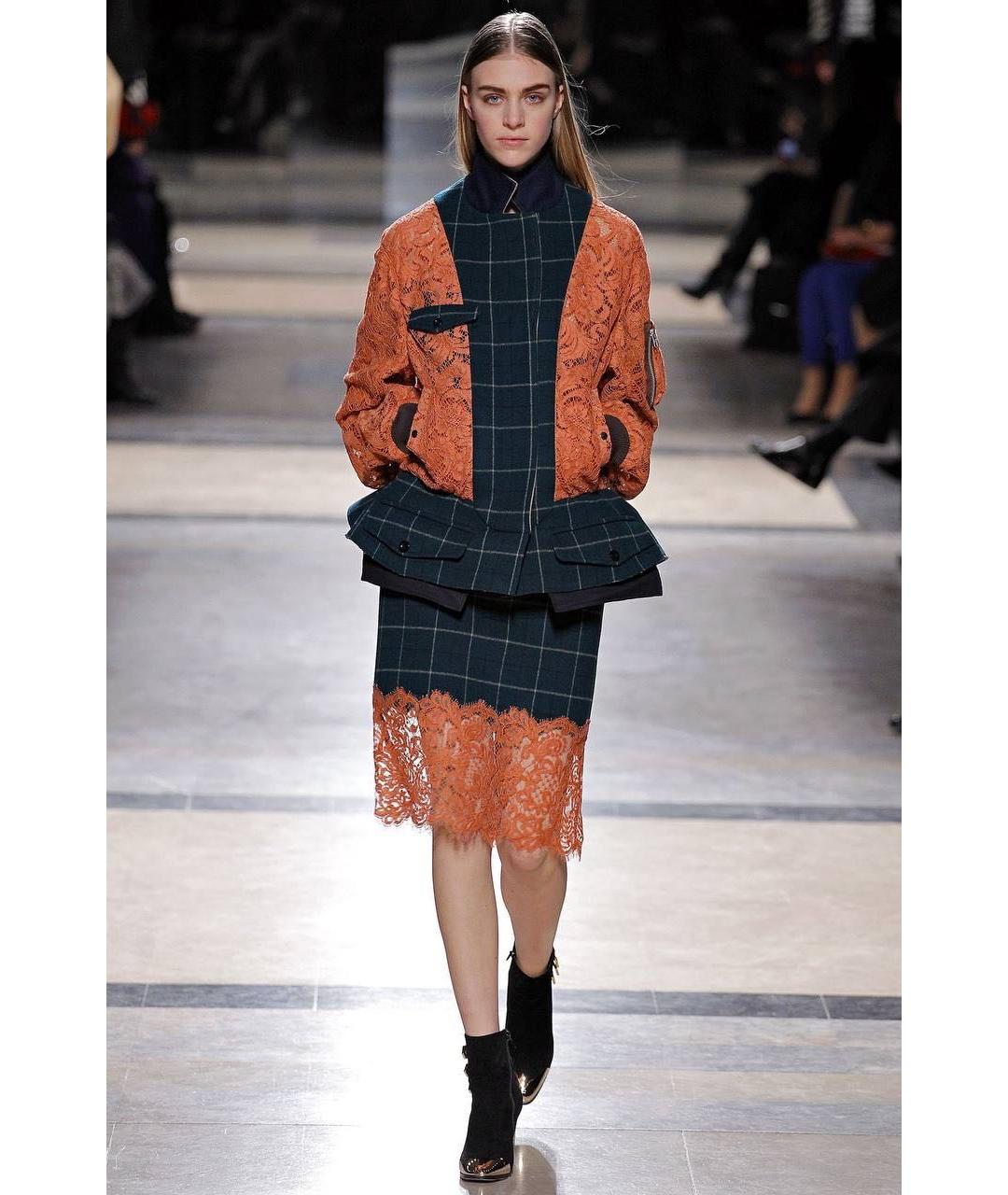 SACAI Темно-синяя шерстяная юбка мини, фото 2