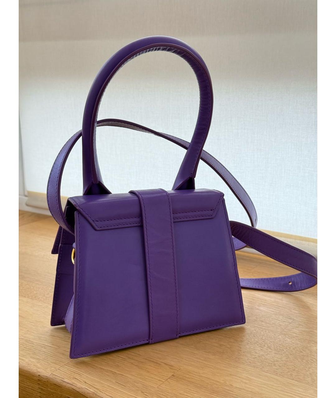 JACQUEMUS Фиолетовая кожаная сумка с короткими ручками, фото 3