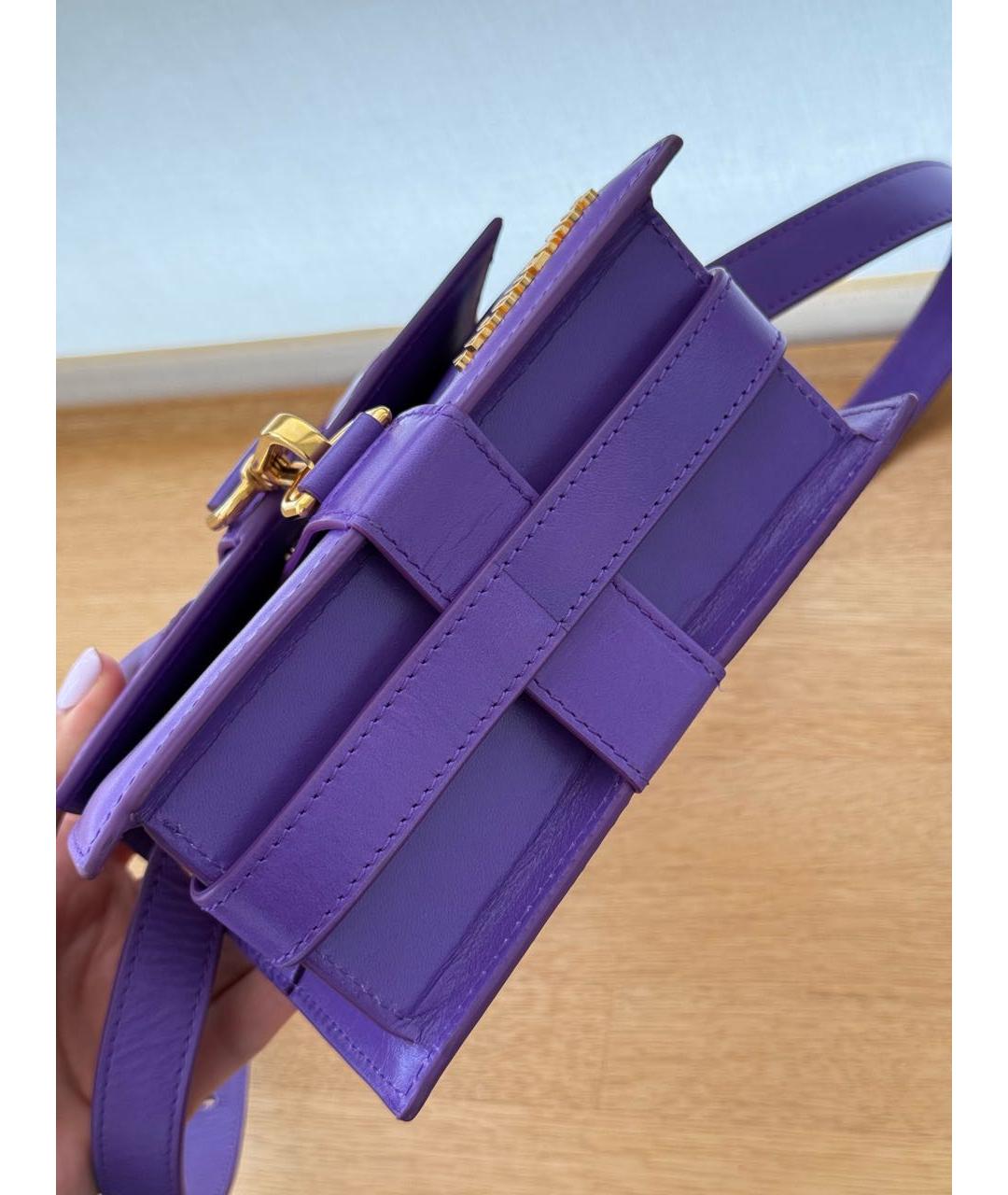 JACQUEMUS Фиолетовая кожаная сумка с короткими ручками, фото 7