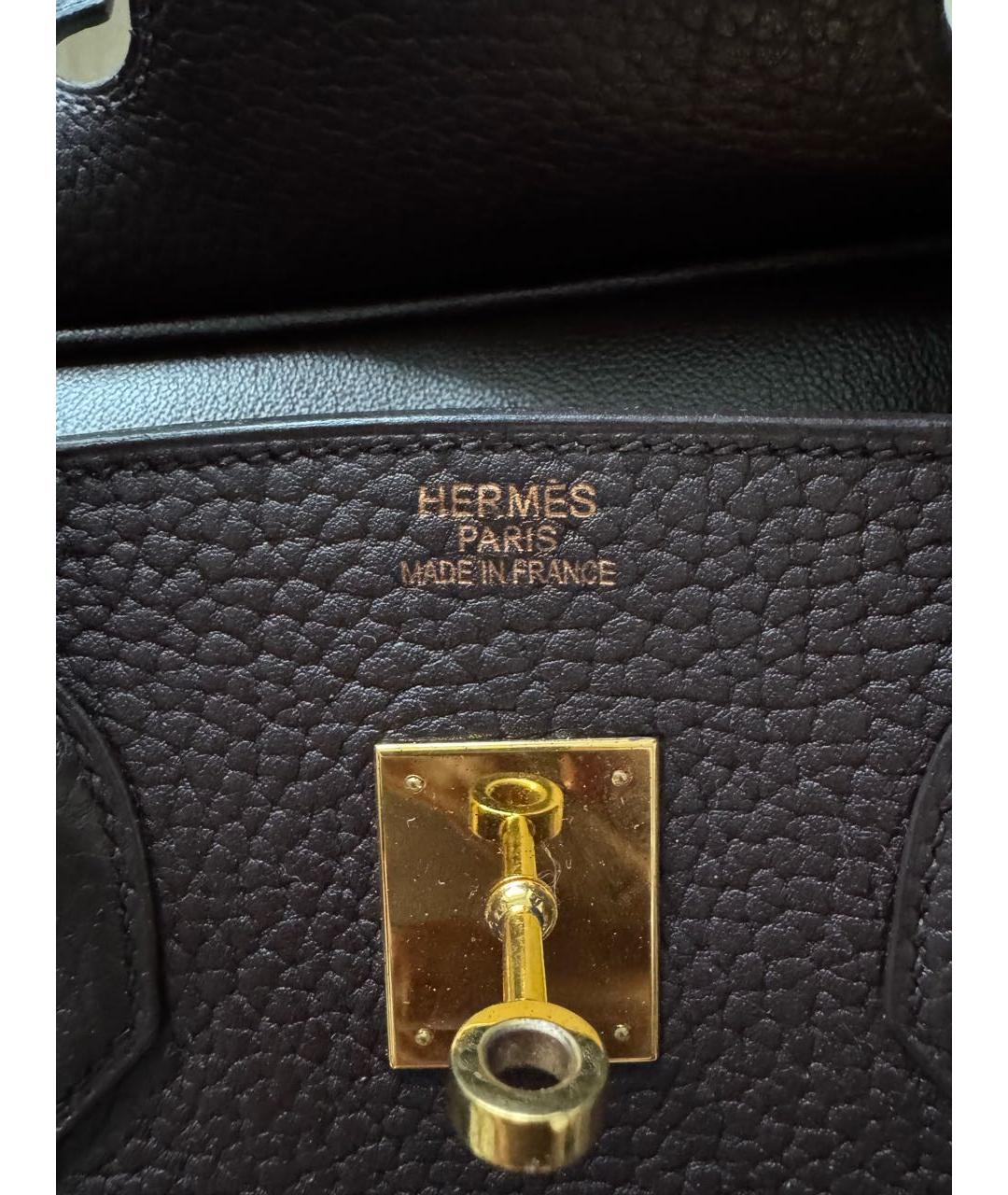 HERMES Коричневая кожаная сумка с короткими ручками, фото 8