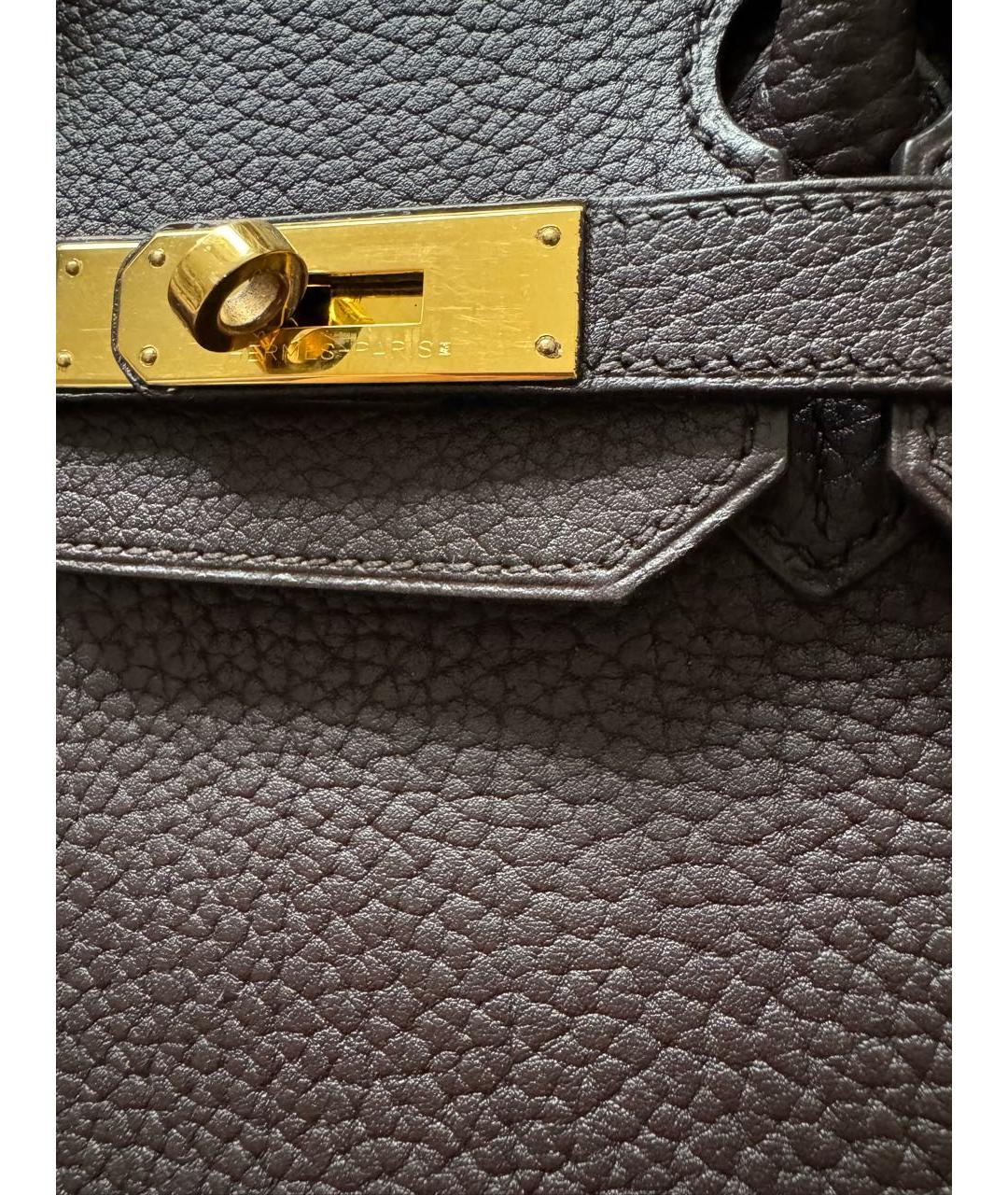 HERMES Коричневая кожаная сумка с короткими ручками, фото 7