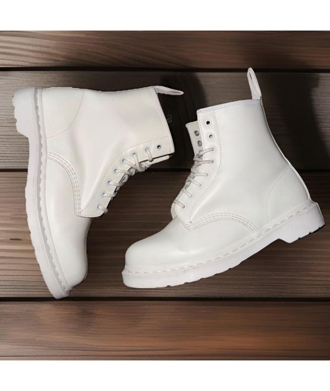 DR. MARTENS Белые кожаные ботинки, фото 2